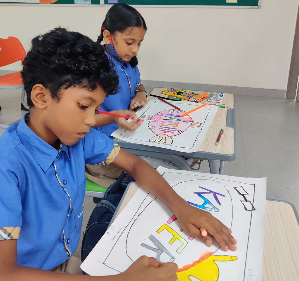 Students of KES International school are Drawing